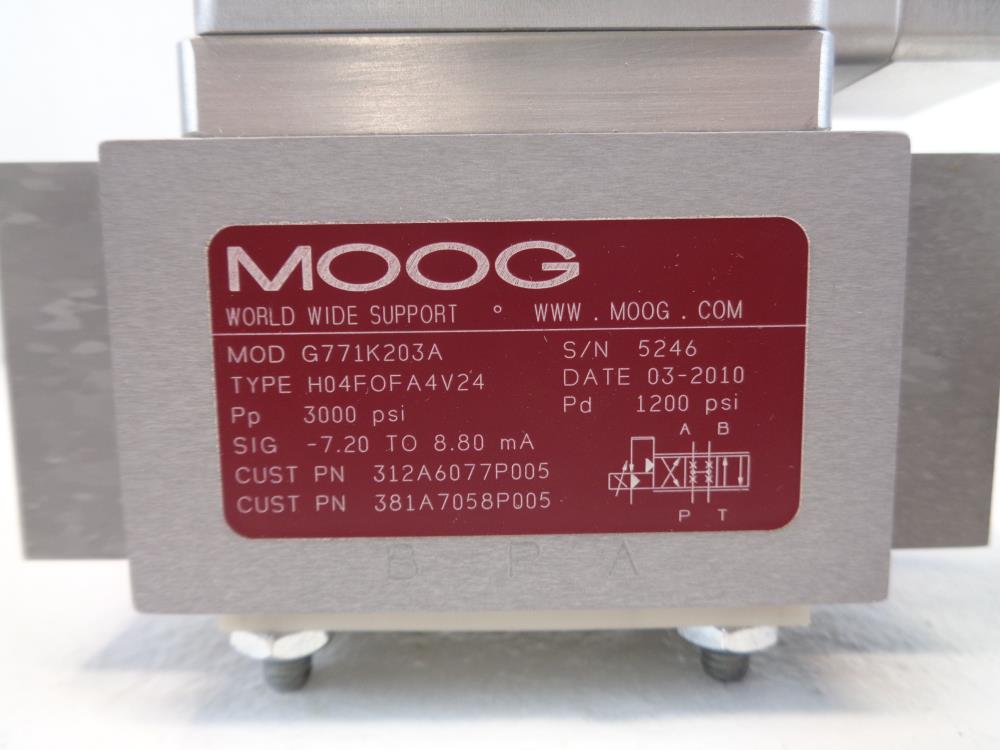 Moog Servo Valve, Model G771K203A, Type H04FOFA4V24